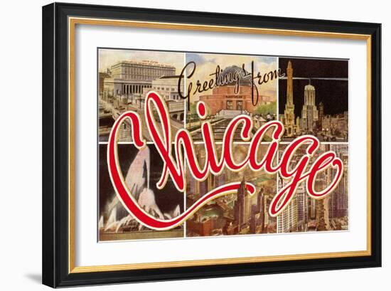 Greetings from Chicago, Illinois-null-Framed Art Print