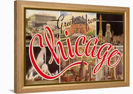 Greetings from Chicago, Illinois-null-Framed Stretched Canvas