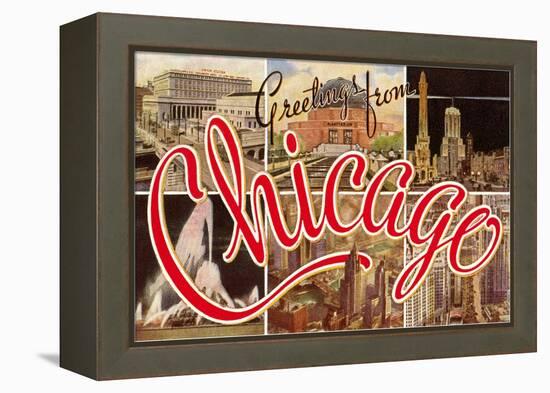 Greetings from Chicago, Illinois-null-Framed Stretched Canvas