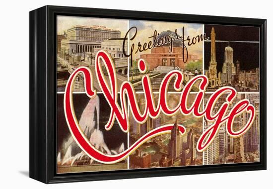 Greetings from Chicago, Illinois-null-Framed Stretched Canvas