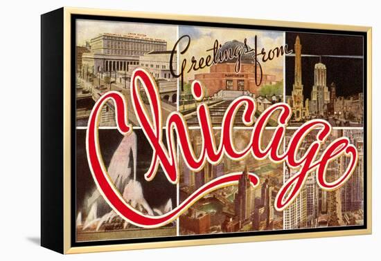 Greetings from Chicago, Illinois-null-Framed Stretched Canvas