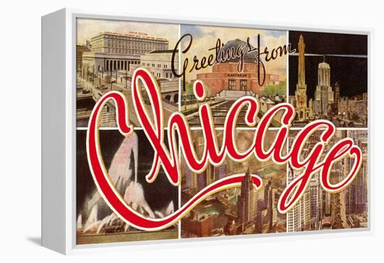 Greetings from Chicago, Illinois-null-Framed Stretched Canvas