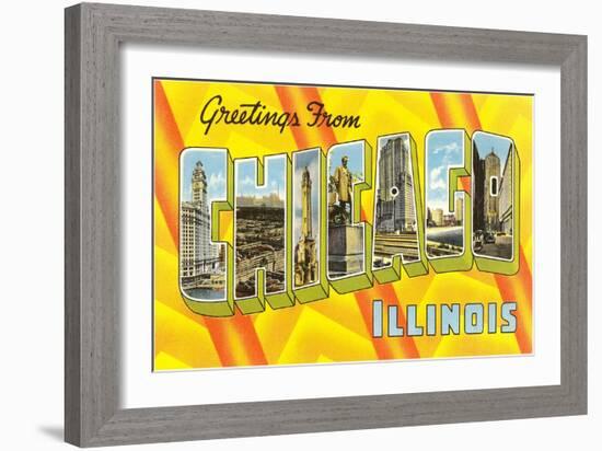 Greetings from Chicago, Illinois-null-Framed Art Print