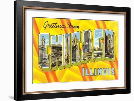 Greetings from Chicago, Illinois-null-Framed Art Print