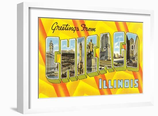 Greetings from Chicago, Illinois-null-Framed Art Print