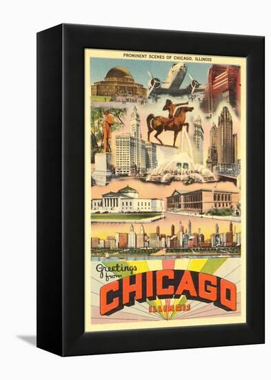 Greetings from Chicago-null-Framed Stretched Canvas