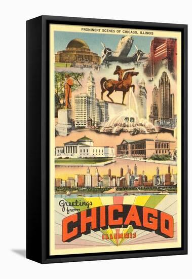 Greetings from Chicago-null-Framed Stretched Canvas