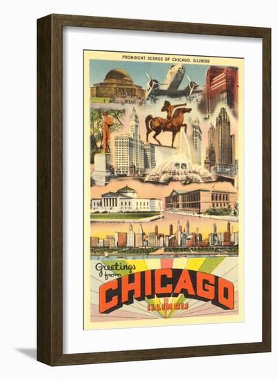 Greetings from Chicago-null-Framed Art Print