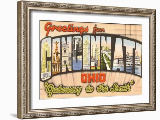 Greetings from Cincinnati, Ohio-null-Framed Art Print