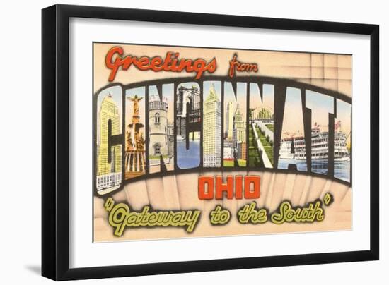 Greetings from Cincinnati, Ohio-null-Framed Art Print