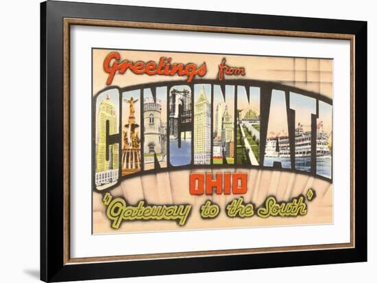 Greetings from Cincinnati, Ohio-null-Framed Art Print