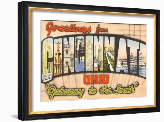 Greetings from Cincinnati, Ohio-null-Framed Art Print