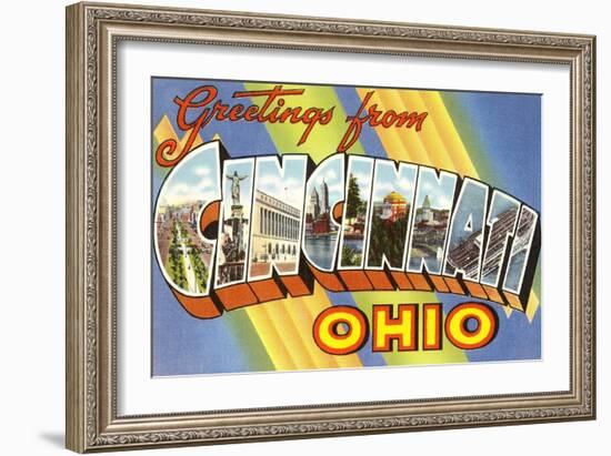 Greetings from Cincinnati, Ohio-null-Framed Art Print