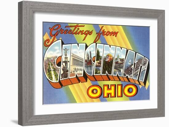 Greetings from Cincinnati, Ohio-null-Framed Art Print