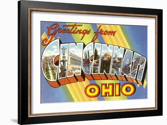 Greetings from Cincinnati, Ohio--Framed Art Print