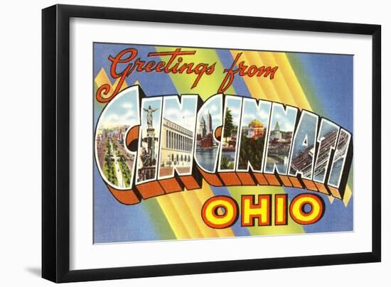 Greetings from Cincinnati, Ohio-null-Framed Art Print