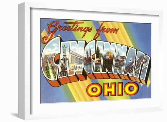 Greetings from Cincinnati, Ohio-null-Framed Art Print