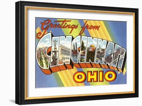 Greetings from Cincinnati, Ohio-null-Framed Art Print