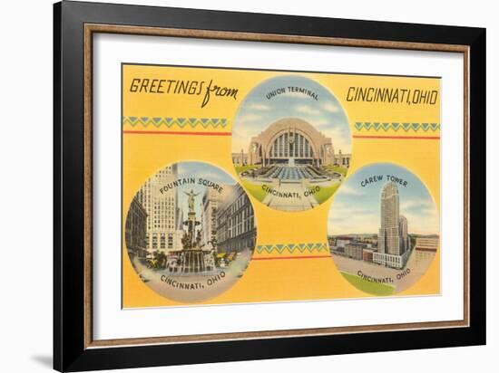 Greetings from Cincinnati-null-Framed Art Print