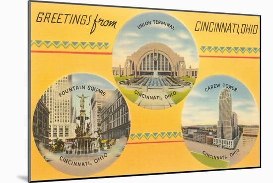 Greetings from Cincinnati-null-Mounted Art Print