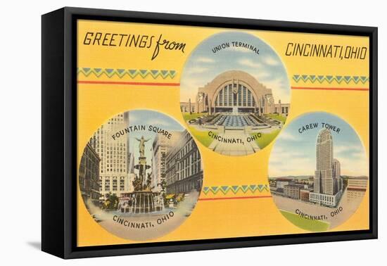 Greetings from Cincinnati-null-Framed Stretched Canvas