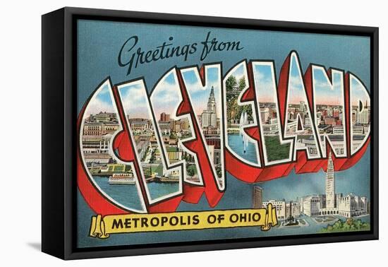 Greetings from Cleveland, Metropolis of Ohio-null-Framed Premier Image Canvas