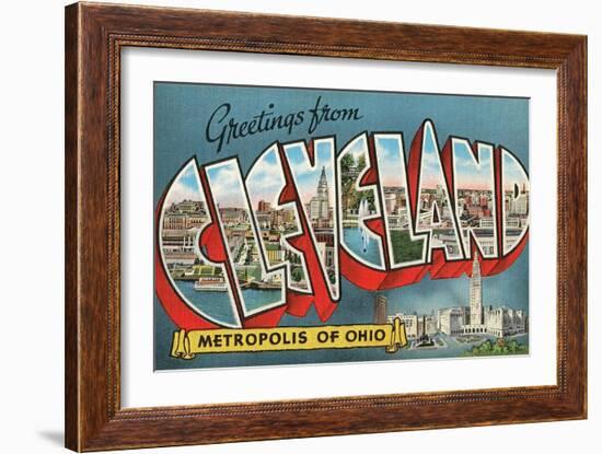 Greetings from Cleveland, Metropolis of Ohio-null-Framed Giclee Print