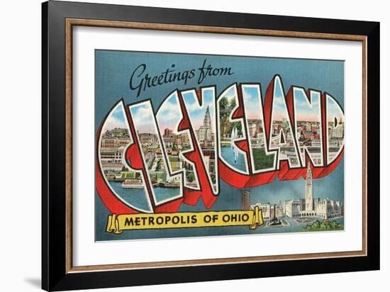 Greetings from Cleveland, Metropolis of Ohio-null-Framed Giclee Print