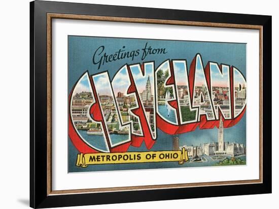 Greetings from Cleveland, Ohio-null-Framed Art Print