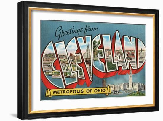 Greetings from Cleveland, Ohio-null-Framed Art Print