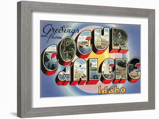 Greetings from Coeur d'Alene, Idaho-null-Framed Art Print