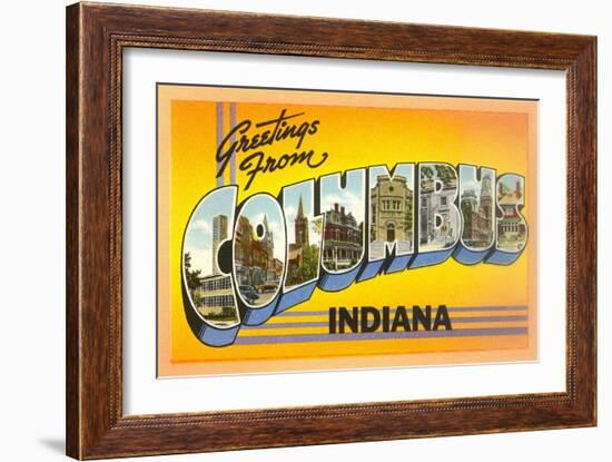 Greetings from Columbus, Indiana-null-Framed Art Print