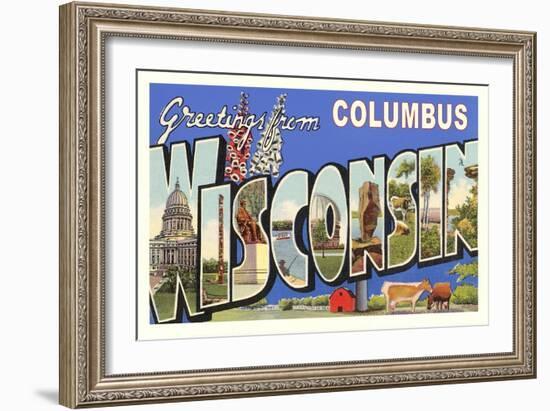 Greetings from Columbus, Wisconsin-null-Framed Art Print
