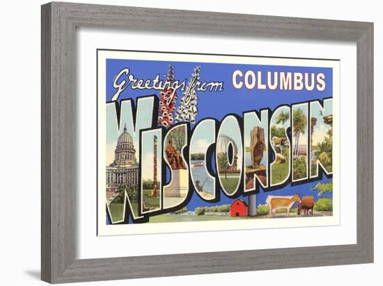 Greetings from Columbus, Wisconsin-null-Framed Art Print