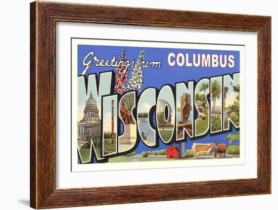 Greetings from Columbus, Wisconsin-null-Framed Art Print