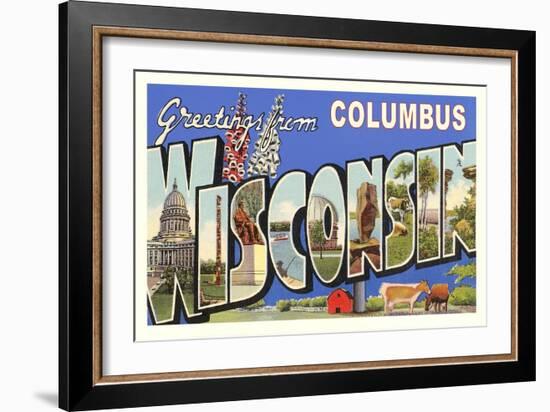 Greetings from Columbus, Wisconsin-null-Framed Art Print