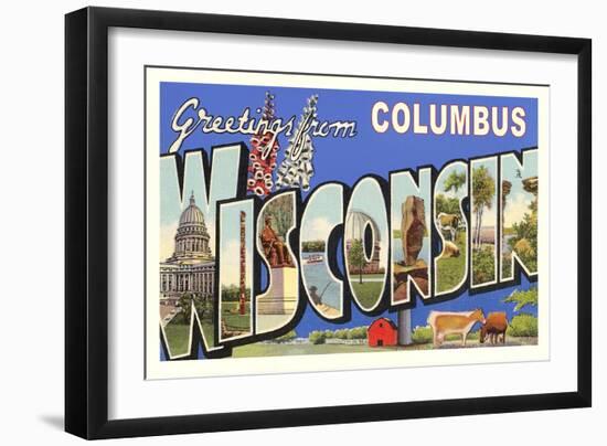 Greetings from Columbus, Wisconsin-null-Framed Art Print