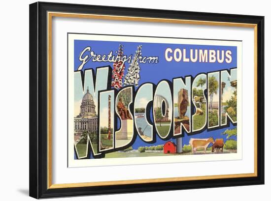 Greetings from Columbus, Wisconsin-null-Framed Art Print