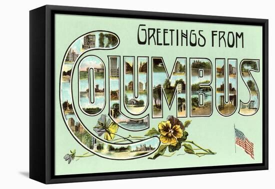 Greetings from Columbus-null-Framed Stretched Canvas