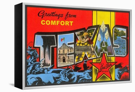 Greetings from Comfort, Texas-null-Framed Stretched Canvas