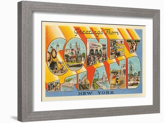 Greetings from Coney Island, New York-null-Framed Art Print