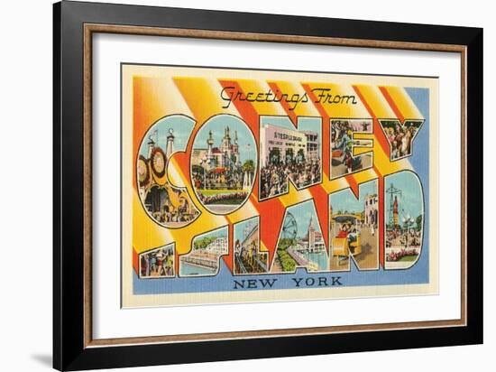 Greetings from Coney Island, New York-null-Framed Art Print