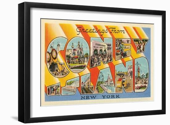 Greetings from Coney Island, New York-null-Framed Art Print