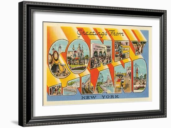 Greetings from Coney Island, New York-null-Framed Art Print