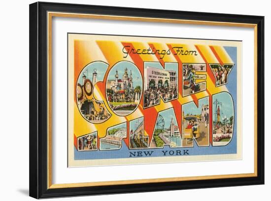 Greetings from Coney Island, New York-null-Framed Art Print