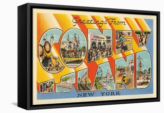 Greetings from Coney Island, New York-null-Framed Stretched Canvas