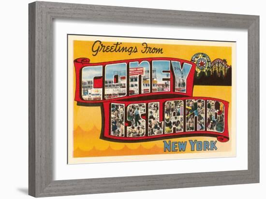 Greetings from Coney Island, New York-null-Framed Art Print