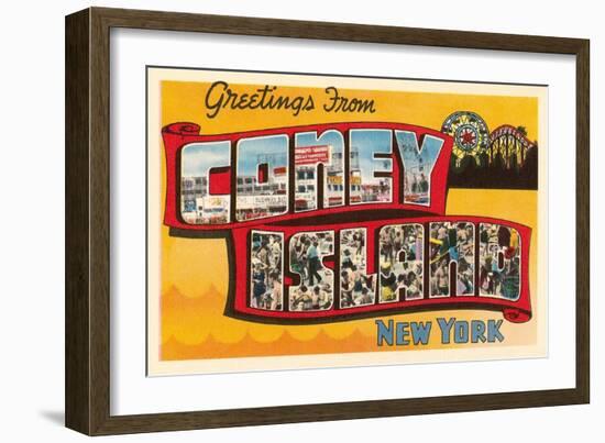 Greetings from Coney Island, New York-null-Framed Art Print