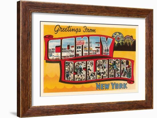 Greetings from Coney Island, New York-null-Framed Art Print