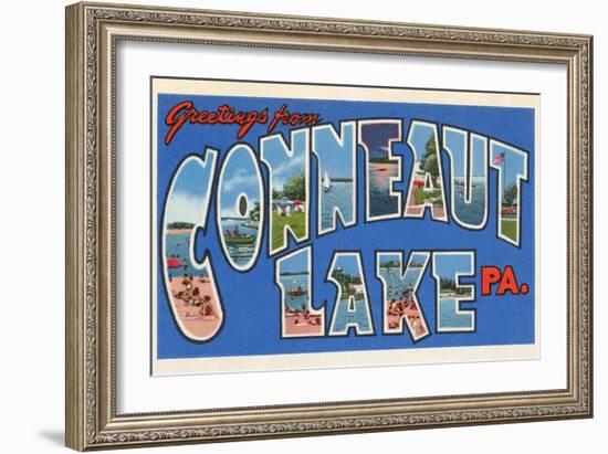 Greetings from Conneaut Lake, Pennsylvania-null-Framed Art Print